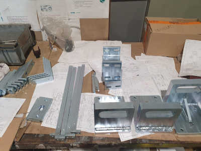 Parts used in assembly of a tehnological line